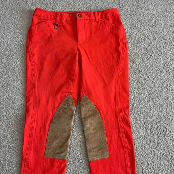 Ralph Lauren Womens Equestrian Riding Pants Orange Suede Patches Size 6 - Picture 2 of 7